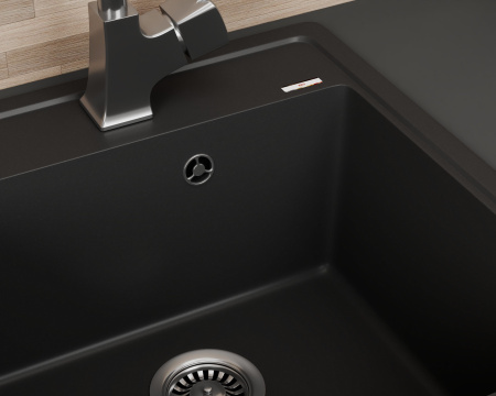 Мойка для кухни врезная кварцевая в комплекте с сифоном BAU Stil Anthracite 46х51, антрацит