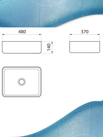 Раковина накладная прямоугольная BAU Hotel 48х37, мрамор