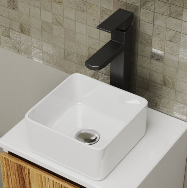 Комплект для ванной, 3 предмета (Тумба Bau Dream Blackwood 50, раковина BAU Mini 24х24, смеситель для раковины высокий Hotel Black, черный)