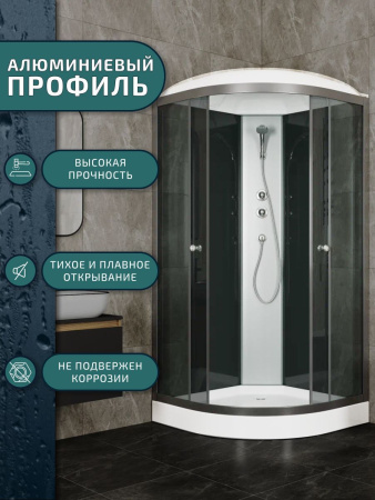 Душевая кабина BAU Nimb с поддоном 90x90х215, прозрачное закаленное стекло, черный матовый профиль, черная задняя стенка