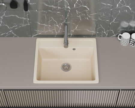Мойка для кухни BAU Stil Sand 56х50, выпуск с сифоном в комплекте, бежевый песок