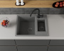 Мойка для кухни оборачиваемая, полуторная чаша BAU Stil Gray stone 60х50, выпуск с сифоном в комплекте, серый камень