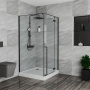 Душевой уголок квадратный BAU Stil pattern 100х100х200, с поддоном 12,5 см, закаленное стекло 6 мм, профиль черный матовый, с сифоном