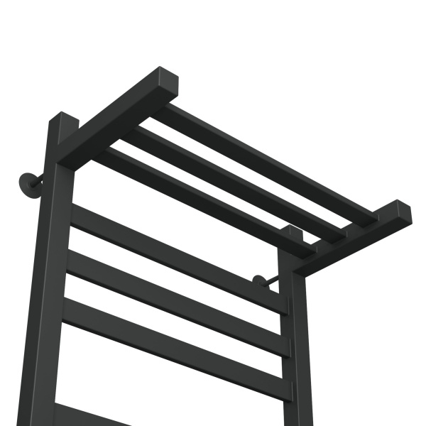 Полотенцесушитель электрический профильный с полкой Маргроид BAU В81/10 50х80, 2 вставки 4х4, черный матовый RAL 9005 с таймером слева