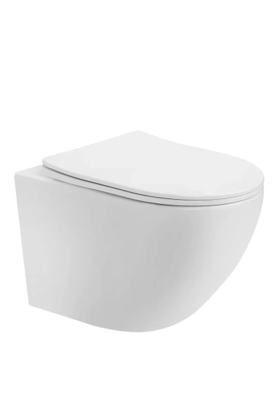 Унитаз подвесной безободковый вихревой Bau Dream Hurricane 49,5x36, быстросъемное тонкое сиденье дюропласт микролифт