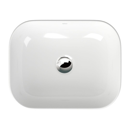 Раковина накладная со смесителем и выпуском (прямоугольная BAU Stil 50х40, белая/черная + смеситель Hotel Still, нер. сталь, выпуск клик-клак хром)