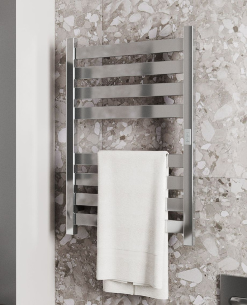 Полотенцесушитель дизайнерский электрический, профильный BAU Elite 50х80, 8 планок, универсальный, нерж. сталь полированная