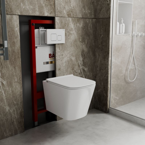 Комплект BAU 6 в 1: инсталляция BAU PRO, унитаз подвесной безободковый Bau Stil PRO, сиденье быстросъемное микролифт, клавиша BAU Soul, белая