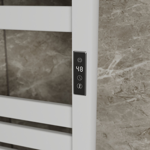 Полотенцесушитель дизайнерский электрический BAU Elite Elegant White 80х45, подключение справа, белый матовый