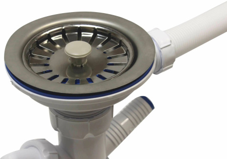 Мойка для кухни врезная кварцевая в комплекте с сифоном BAU Stil Gray silk 46х51, серый шёлк