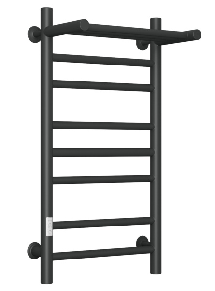 Полотенцесушитель электрический лесенка с полкой Маргроид BAU В10 40х80 П7 (2+3+2) черный матовый RAL 9005, таймер слева