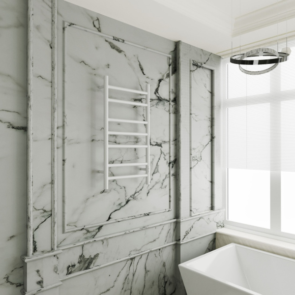 Полотенцесушитель электрический BAU Stil 40х80, 7 планок, универсальный, белый полуматовый