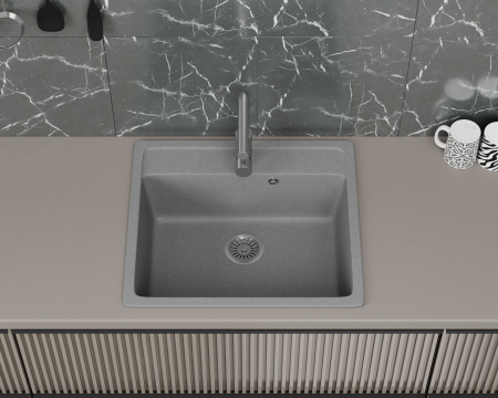 Мойка для кухни BAU Stil Gray stone 56х50, выпуск с сифоном в комплекте, серый камень