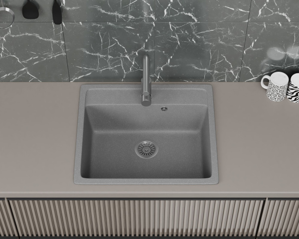 Мойка для кухни BAU Stil Gray stone 56х50, выпуск с сифоном в комплекте, серый камень