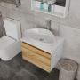 Комплект для ванной, 4 предмета (Тумба Bau Dream Blackwood 60, раковина BAU Triangle 59х39, смеситель для раковины Diadonna Dream, латунь, выпуск клик клак, хром)