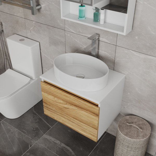 Комплект для ванной, 3 предмета (Тумба Bau Dream Blackwood 60, раковина BAU Nimb 50х36, смеситель для раковины высокий Hotel Still, нержавеющая сталь)