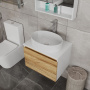 Комплект для ванной, 3 предмета (Тумба Bau Dream Blackwood 60, раковина BAU Nimb 50х36, смеситель для раковины высокий Hotel Still, нержавеющая сталь)