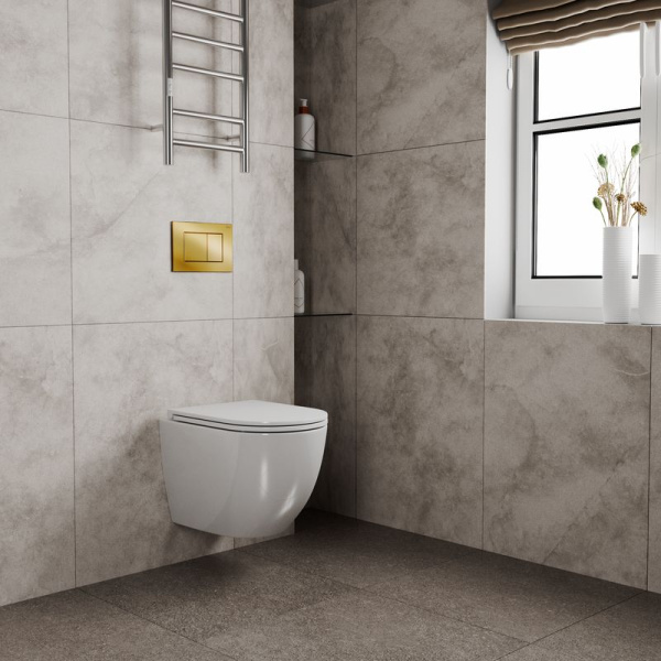 Комплект BAU 6 в 1: инсталляция BAU PRO, унитаз подвесной торнадо Bau Dream Hurricane-2, сиденье дюропласт микролифт, клавиша BAU Stil, золото