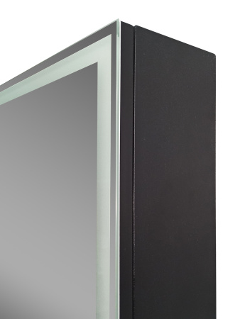 Зеркало-шкаф Bau Elite 80х80 Black Edition Soft touch, LED, сенсор, розетка, черный оборачиваемый