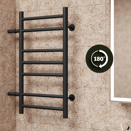 Полотенцесушитель водяной Маргроид BAU В10 40х80, П7 (2+3+2) боковое подключение 50, черный матовый RAL 9005