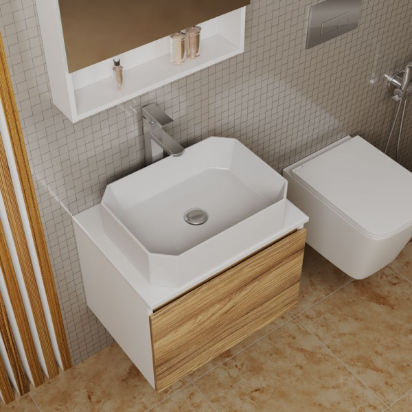 Комплект для ванной, 4 предмета (Тумба подвесная Bau Blackwood 60 + Раковина BAU Hotel 51х37 + Смеситель Hotel Still, нерж. сталь, выпуск черный)