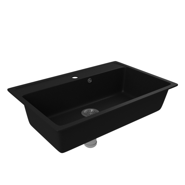 Мойка для кухни BAU Stil Black coal 76х51, выпуск с сифоном в комплекте, черный уголь