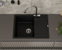 Мойка для кухни врезная кварцевая в комплекте с сифоном BAU Stil Anthracite 65х51, антрацит