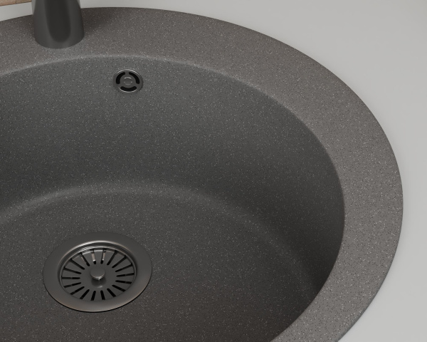 Мойка для кухни BAU Dream Gray stone D 50, выпуск с сифоном в комплекте, серый камень