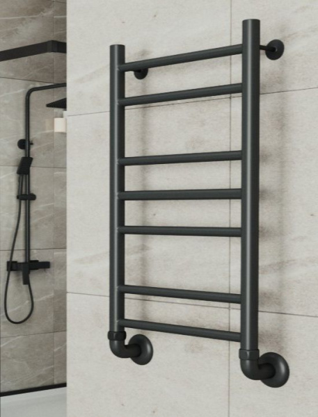 Полотенцесушитель водяной Маргроид BAU В10 50х80, П7 (2+3+2) нижнее подключение 50, черный матовый RAL 9005