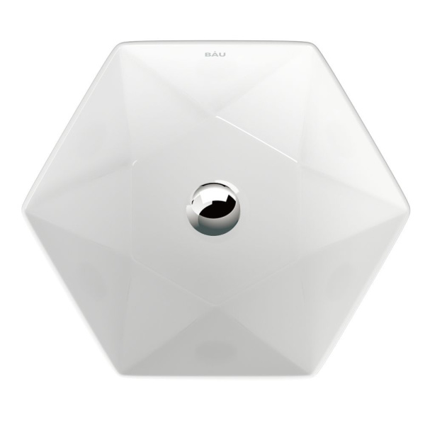 Раковина накладная со смесителем и выпуском (на столешницу BAU Crystal 40х40, белая + смеситель Hotel Still, нер. сталь, выпуск клик-клак хром)