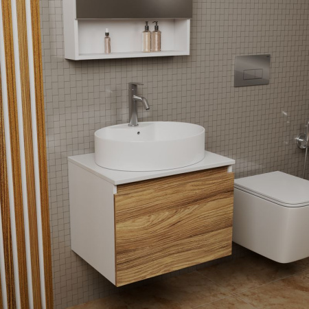 Комплект для ванной, 3 предмета (Тумба подвесная Bau Blackwood 60 + Раковина BAU 51х41, с отв. под см-ль, Смеситель Dream, нерж. сталь)