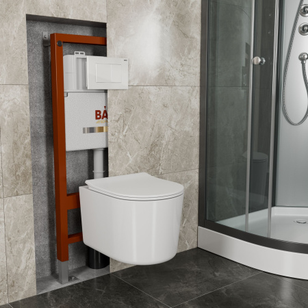 Унитаз подвесной безободковый Bau Hotel PRO, быстросъемное сиденье микролифт