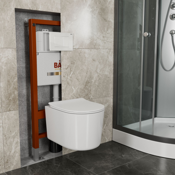 Унитаз подвесной безободковый Bau Hotel PRO, быстросъемное сиденье микролифт