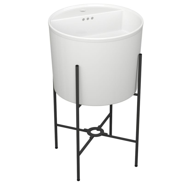 Раковина напольная с металлическими ножками BAU Omega белая + выпуск клик-клак, хром