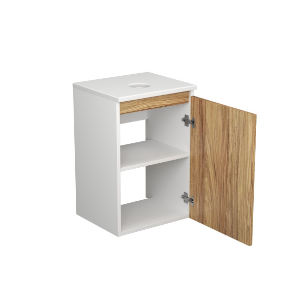 Комплект для ванной, 4 предмета (Тумба Bau Dream Blackwood 40, раковина BAU Mini 38х24, смеситель для раковины Potato Hotel, выпуск клик клак, хром)