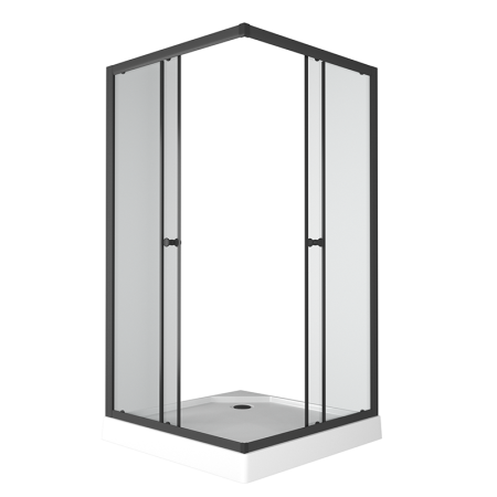 Душевой уголок BAU Stil Hit Black с поддоном 100x100х195, прозрачное закаленное стекло, черный профиль
