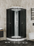 Душевая кабина BAU Nimb с поддоном 90x90х215, прозрачное закаленное стекло, черный матовый профиль, черная задняя стенка