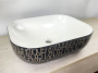 Раковина накладная прямоугольная BAU Stil 50х40, белая/черная с орнаментом