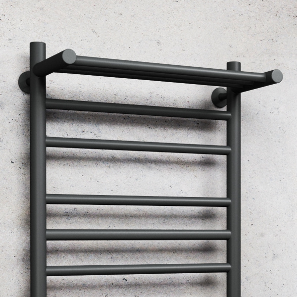 Полотенцесушитель электрический лесенка с полкой Маргроид BAU В10 40х80 П7 (2+3+2) черный матовый RAL 9005, таймер слева