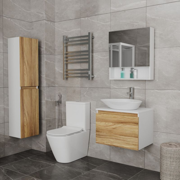 Комплект для ванной, 3 предмета (Тумба Bau Dream Blackwood 60, раковина BAU Triangle 59х39, смеситель для раковины Diadonna Dream, латунь, хром)