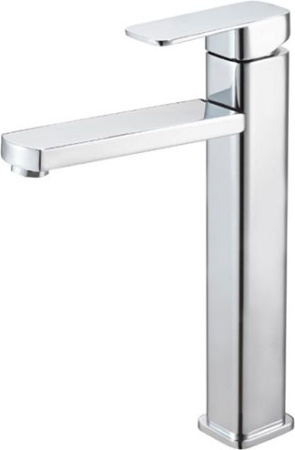 Раковина накладная со смесителем (BAU Mini квадратная 24х24 белая + смеситель для раковины высокий Potato Hotel, хром)