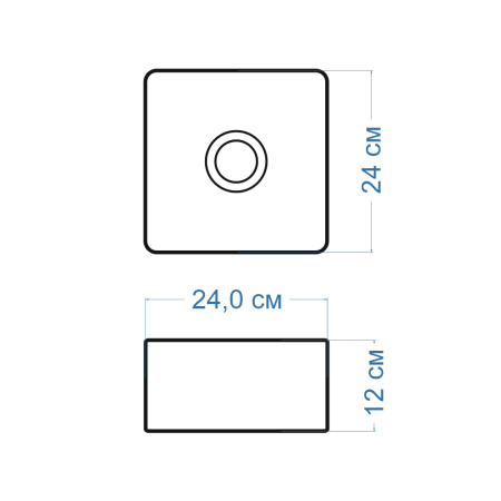 Раковина со смесителем и выпуском (Умывальник накладной на столешницу BAU Mini квадратный 24х24 белый, смеситель для раковины высокий Diadonna Dream, латунь, выпуск клик клак, хром)