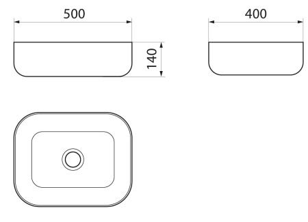 Раковина накладная со смесителем и выпуском (прямоугольная BAU Stil 50х40, белая/черная + смеситель Hotel Still, нер. сталь, выпуск клик-клак хром)