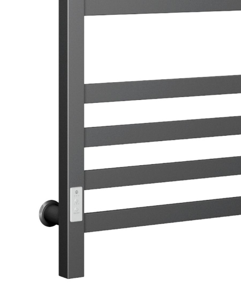 Полотенцесушитель электрический профильный с полкой Маргроид BAU В81/10 50х80, темно-серый металлик с таймером слева