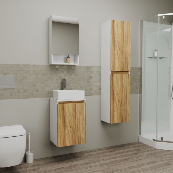 Комплект для ванной, 3 предмета (Тумба Bau Dream Blackwood 40, раковина BAU Mini 38х24, смеситель для раковины Diadonna Dream, латунь, хром)