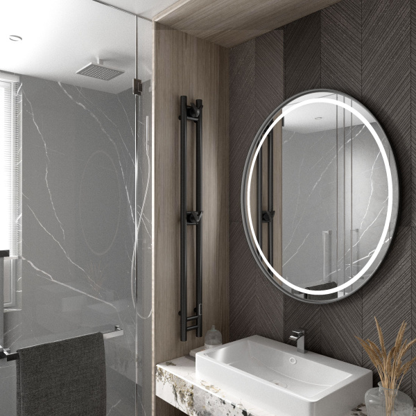 Полотенцесушитель дизайнерский электрический, BAU Stella 10х120, 2 коллектора, 2 крючка, черный матовый RAL 9005