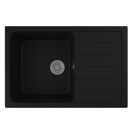 Мойка для кухни оборачиваемая с крылом BAU Stil Black coal 75х50, выпуск с сифоном в комплекте, черный уголь