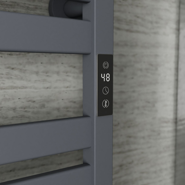 Полотенцесушитель дизайнерский электрический BAU Elite Gun Grey 53х52, подключение справа, темно-серый металлик