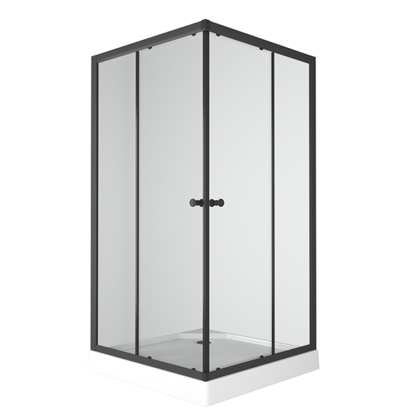 Душевой уголок BAU Stil Hit Black с поддоном 100x100х195, прозрачное закаленное стекло, черный профиль