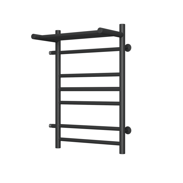 Полотенцесушитель водяной с полкой Маргроид BAU В10 50х80, П7 (2+3+2) боковое подключение 50, черный матовый RAL 9005